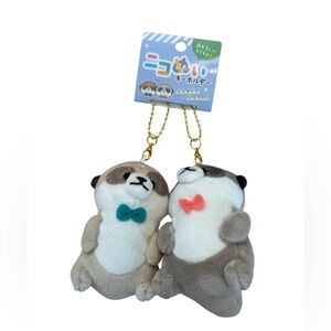 New NWT Japanese soft plush meerkats double buddy bag charm keychain kawaii